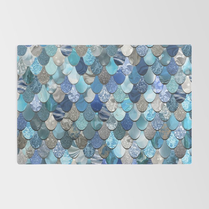 Mermaid Ocean Blue Pattern Rug Gallery Image 2