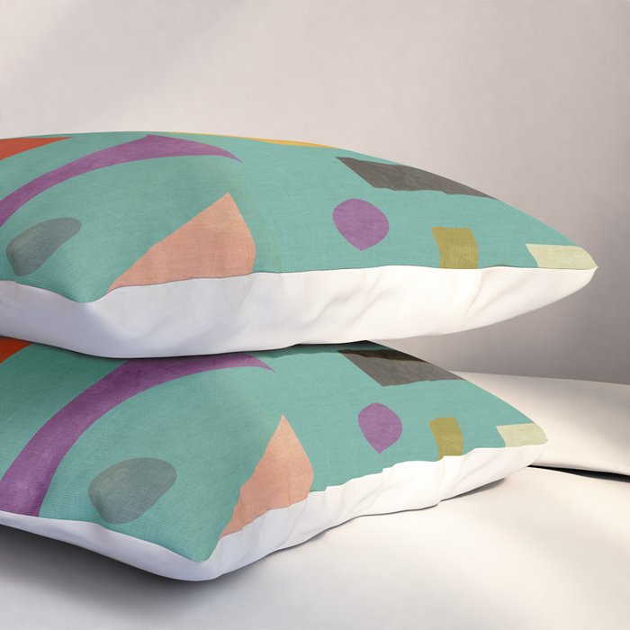 Playful Bauhaus geometric shapes on turquoise Pillow Sham Gallery Image 3