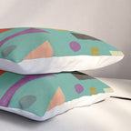 Playful Bauhaus geometric shapes on turquoise Pillow Sham Gallery Image 3