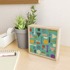 Playful Bauhaus geometric shapes on turquoise Mini Art Print Gallery Image 2