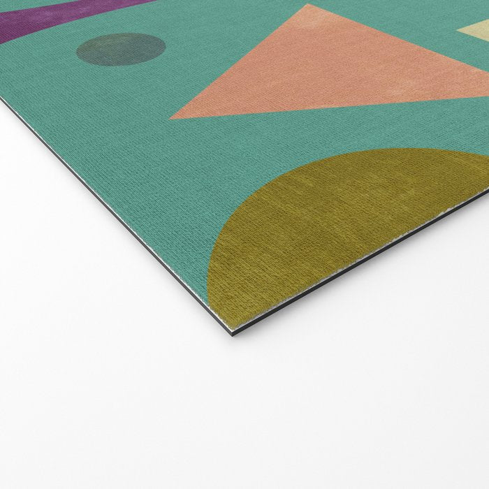 Playful Bauhaus geometric shapes on turquoise Welcome Mat Gallery Image 2