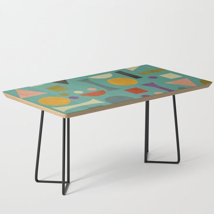 Playful Bauhaus geometric shapes on turquoise Coffee Table Gallery Image 1