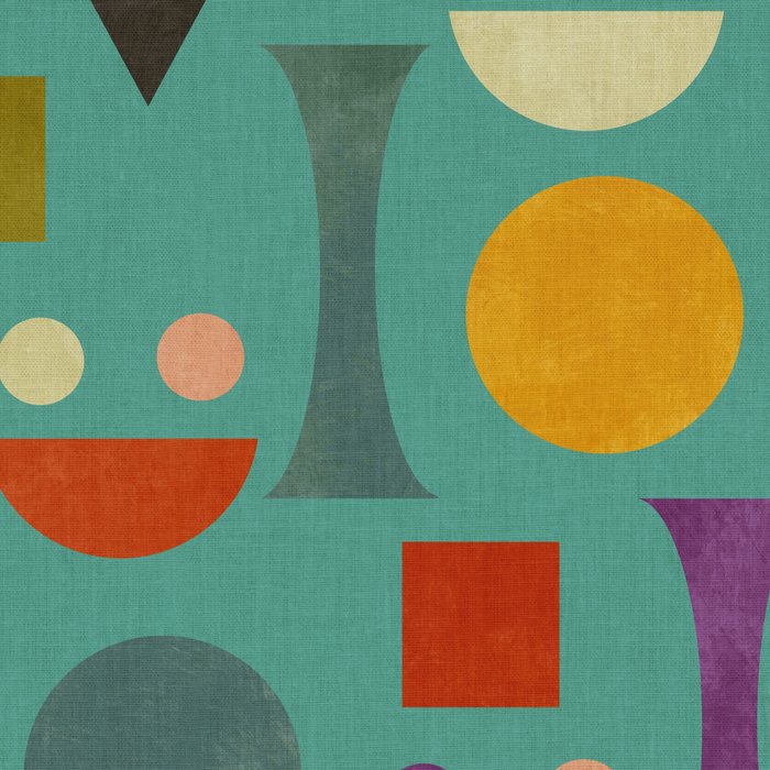 Playful Bauhaus geometric shapes on turquoise Coffee Mug Gallery Image 2