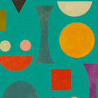 Playful Bauhaus geometric shapes on turquoise Coffee Mug Gallery Image 2