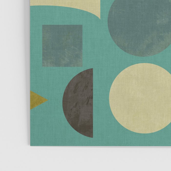 Playful Bauhaus geometric shapes on turquoise Poster Gallery Image 3