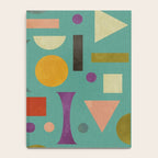 Playful Bauhaus geometric shapes on turquoise Notebook Gallery Image 4