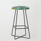 Playful Bauhaus geometric shapes on turquoise Stool Gallery Image 1