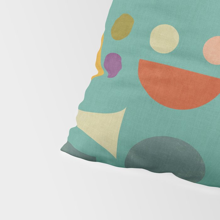 Playful Bauhaus geometric shapes on turquoise Pillow Sham Gallery Image 4