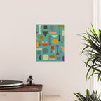 Playful Bauhaus geometric shapes on turquoise Poster Gallery Image 2