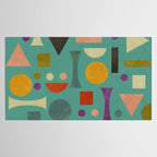Playful Bauhaus geometric shapes on turquoise Tablecloth Gallery Image 2