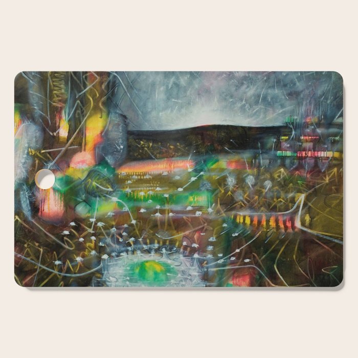 To Cover the Earth with a New Dew, Northern Lights fantastical landscape painting by Robert Matta Cutting Board Gallery Image 1