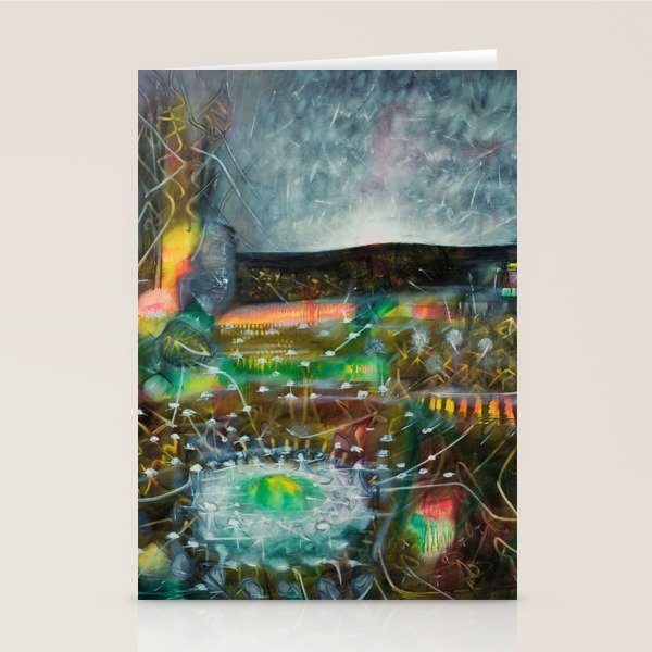 To Cover the Earth with a New Dew, Northern Lights fantastical landscape painting by Robert Matta Stationery Card Gallery Image 1