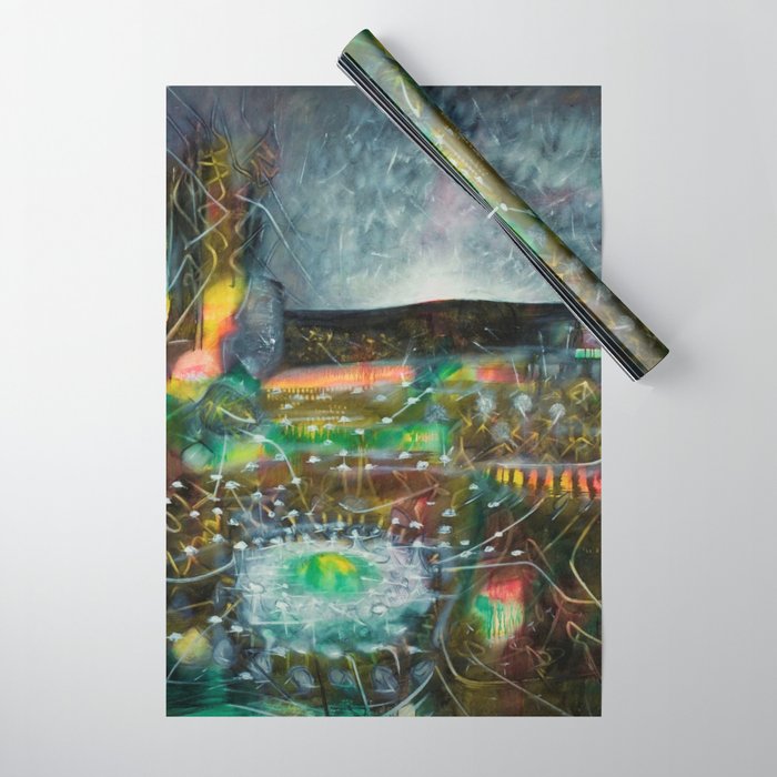 To Cover the Earth with a New Dew, Northern Lights fantastical landscape painting by Robert Matta Wrapping Paper Gallery Image 1
