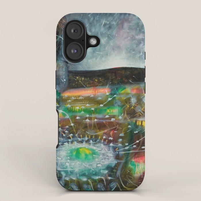 To Cover the Earth with a New Dew, Northern Lights fantastical landscape painting by Robert Matta iPhone Case Gallery Image 1