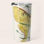 Vintage Yellow Moth with Wildflowers Natural History Insect Design Travel Mug Gallery Image 3