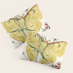 Vintage Yellow Moth with Wildflowers Natural History Insect Design Pillow Sham Gallery Image 3