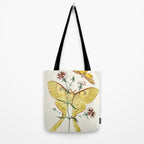Vintage Yellow Moth with Wildflowers Natural History Insect Design Tote Bag Gallery Image 2