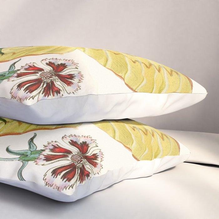 Vintage Yellow Moth with Wildflowers Natural History Insect Design Pillow Sham Gallery Image 3