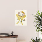 Vintage Yellow Moth with Wildflowers Natural History Insect Design Poster Gallery Image 2