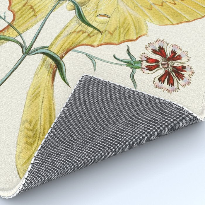Vintage Yellow Moth with Wildflowers Natural History Insect Design Rug Gallery Image 4