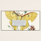 Vintage Yellow Moth with Wildflowers Natural History Insect Design Desk Mat Gallery Image 1