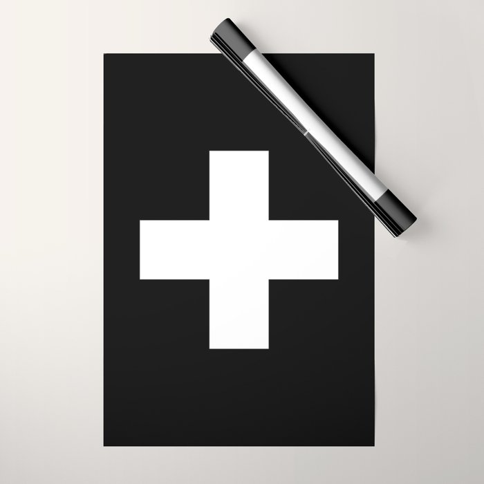 Swiss Cross Black and White Scandinavian Design for minimalism home room wall decor art apartment Wrapping Paper Gallery Image 1