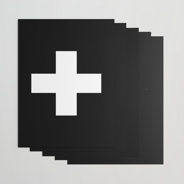 Swiss Cross Black and White Scandinavian Design for minimalism home room wall decor art apartment Wrapping Paper Gallery Image 3