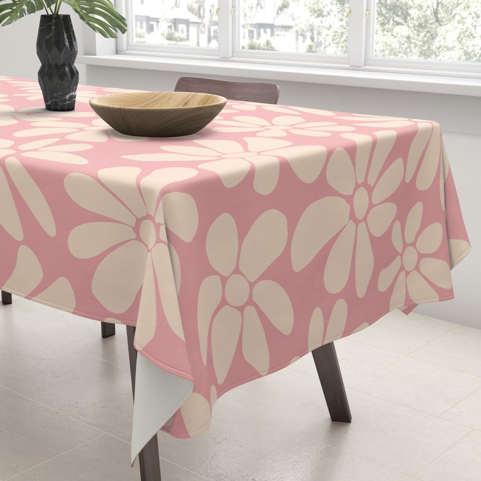 Retro Floral - Pink and Cream Tablecloth Gallery Image 3
