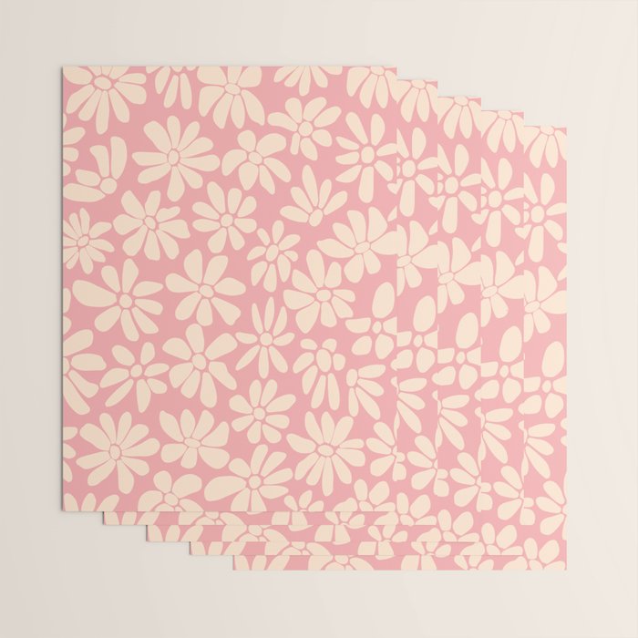 Retro Floral - Pink and Cream Wrapping Paper Gallery Image 3