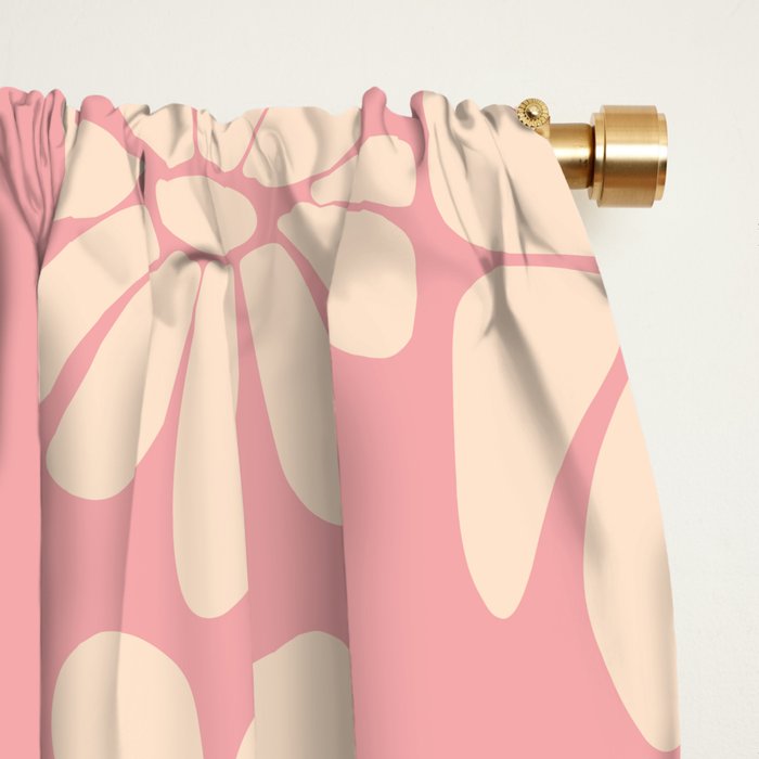 Retro Floral - Pink and Cream Window Curtain Gallery Image 2