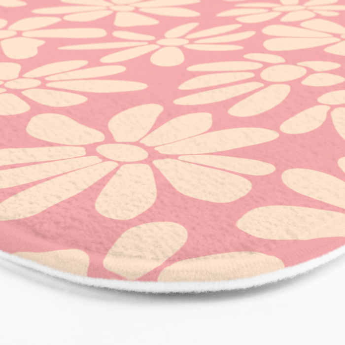 Retro Floral - Pink and Cream Bath Mat Gallery Image 3