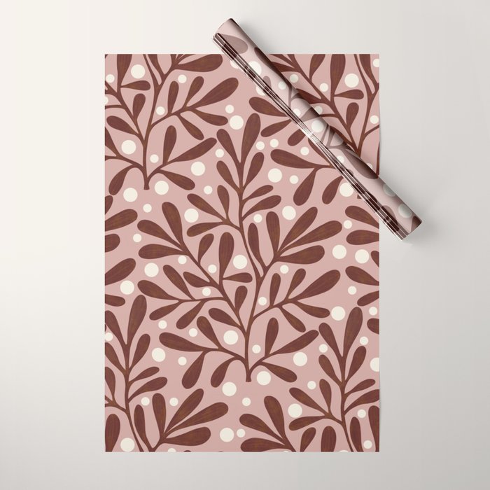 Vase and leaves collection Wrapping Paper Gallery Image 1