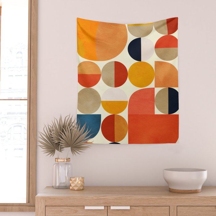geometric abstract shapes autumn Wall Tapestry Gallery Image 2