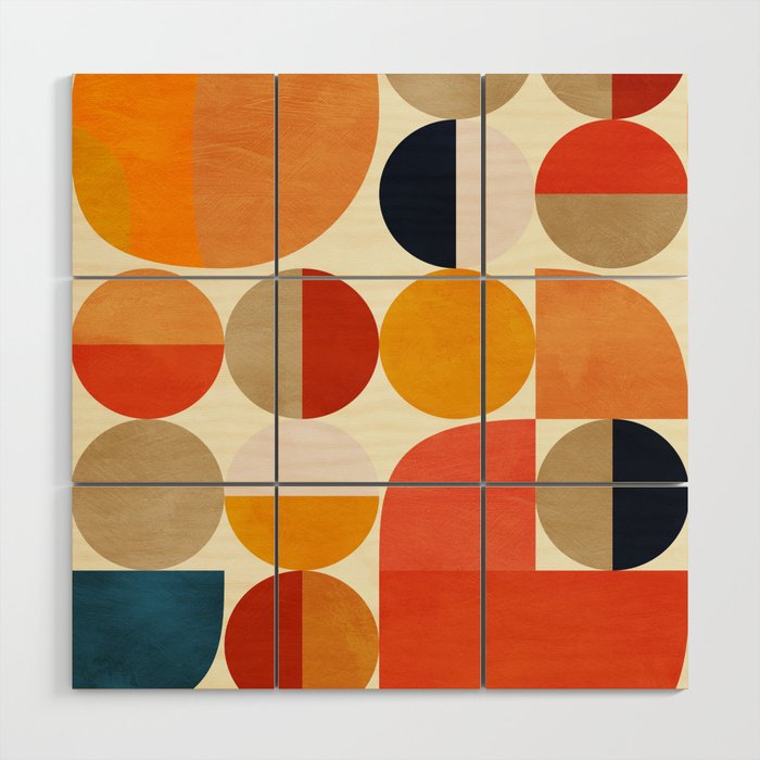 geometric abstract shapes autumn Wood Wall Art Gallery Image 1