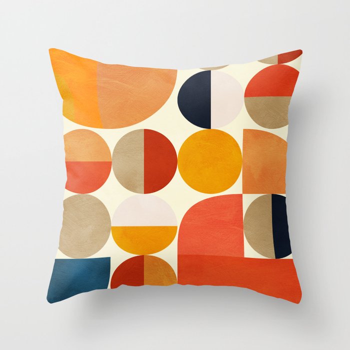 geometric abstract shapes autumn Throw Pillow Gallery Image 1