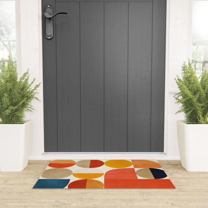 geometric abstract shapes autumn Welcome Mat Gallery Image 3