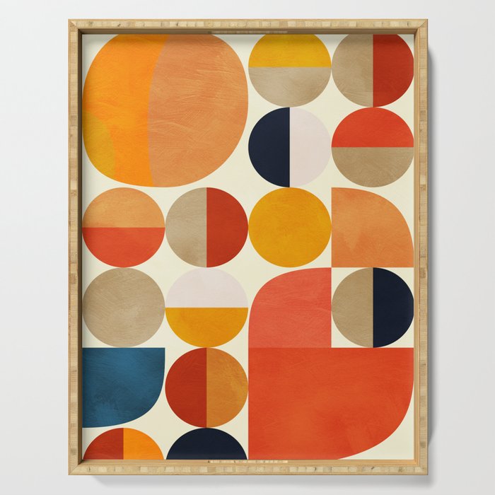geometric abstract shapes autumn Serving Tray Gallery Image 1
