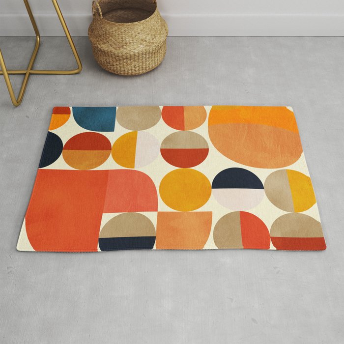geometric abstract shapes autumn Rug Gallery Image 1