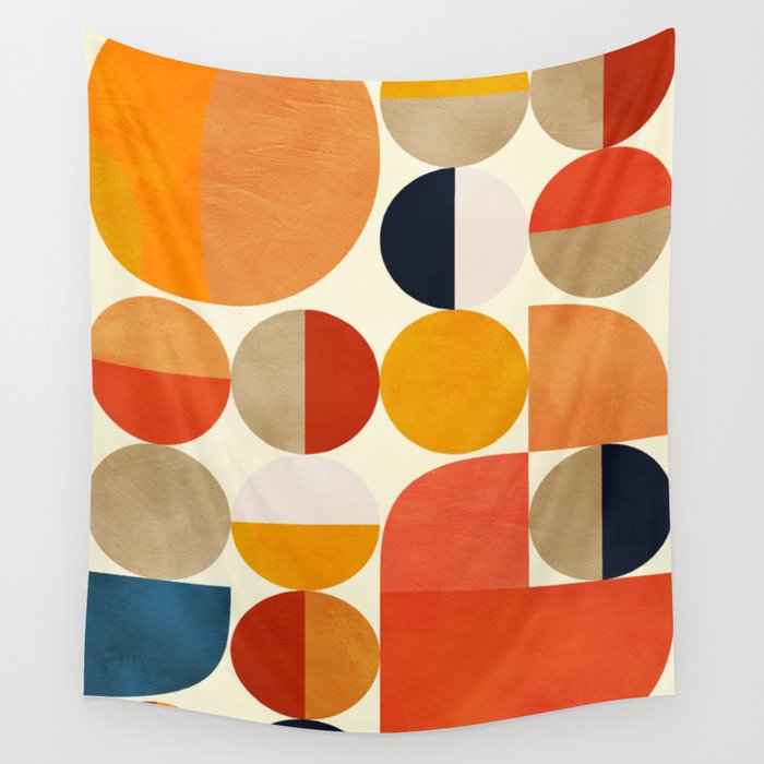geometric abstract shapes autumn Wall Tapestry Gallery Image 4
