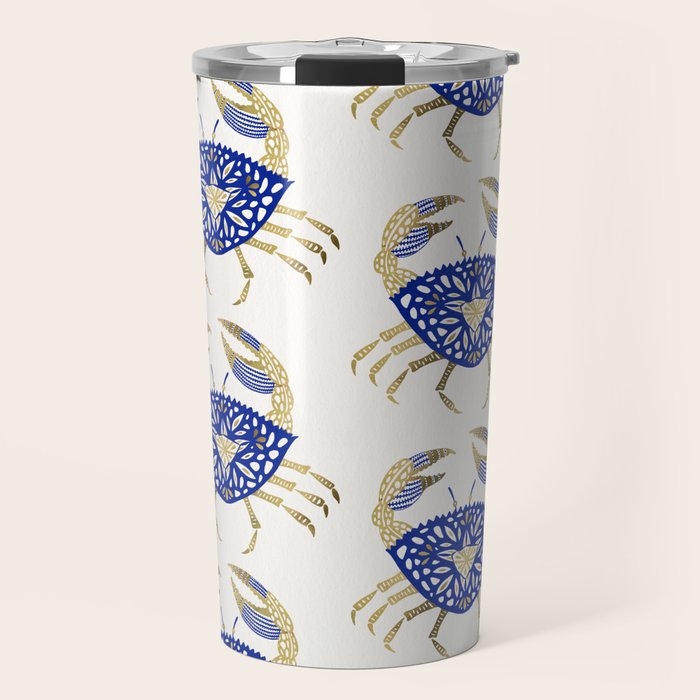Crab - Navy & Gold Travel Mug Gallery Image 1