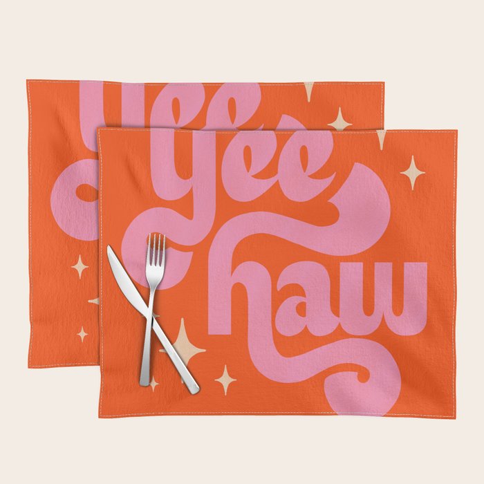 Yee Haw - Pink on Orange Placemat Gallery Image 1