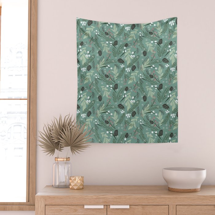 Christmas Foliage  - Pine Wall Tapestry Gallery Image 2