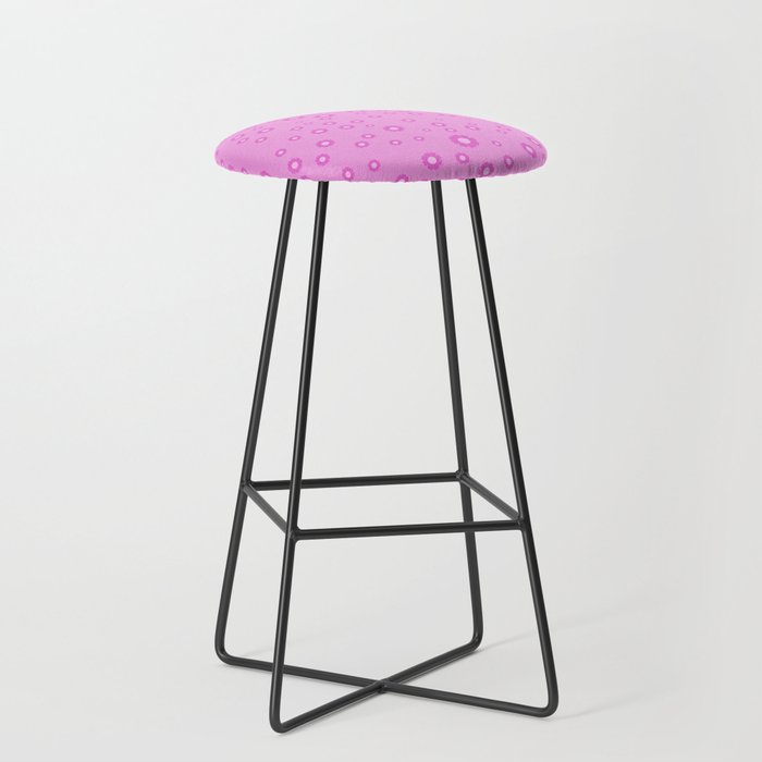Pink 1970s Inspired Mini Daisies Ditsy Pattern Stool Gallery Image 1