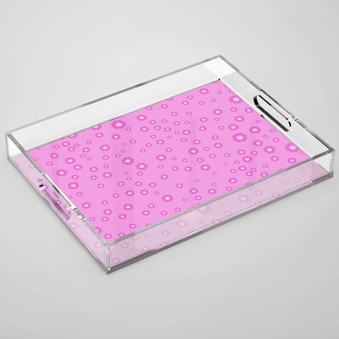 Pink 1970s Inspired Mini Daisies Ditsy Pattern Acrylic Tray Gallery Image 1