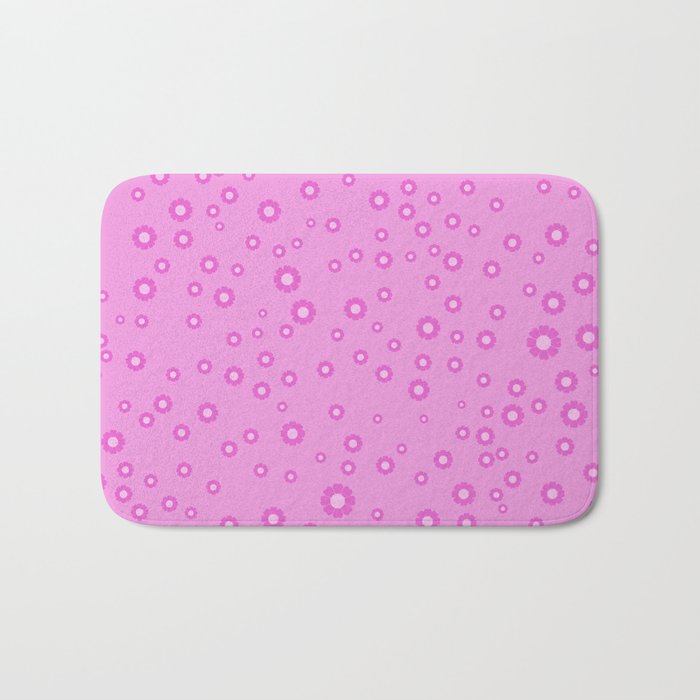 Pink 1970s Inspired Mini Daisies Ditsy Pattern Bath Mat Gallery Image 1