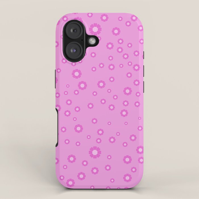 Pink 1970s Inspired Mini Daisies Ditsy Pattern iPhone Case Gallery Image 1