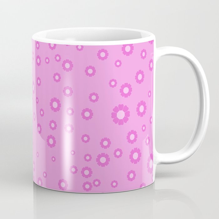 Pink 1970s Inspired Mini Daisies Ditsy Pattern Coffee Mug Gallery Image 1