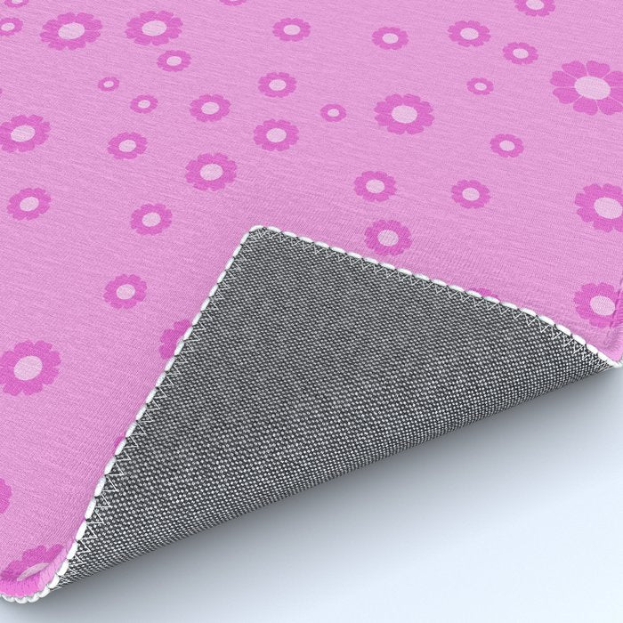 Pink 1970s Inspired Mini Daisies Ditsy Pattern Rug Gallery Image 4