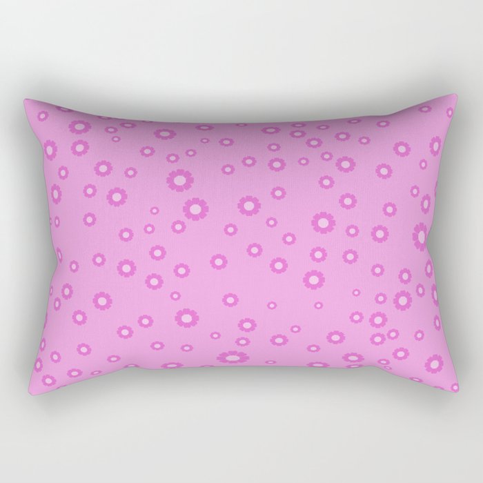 Pink 1970s Inspired Mini Daisies Ditsy Pattern Rectangular Pillow Gallery Image 1