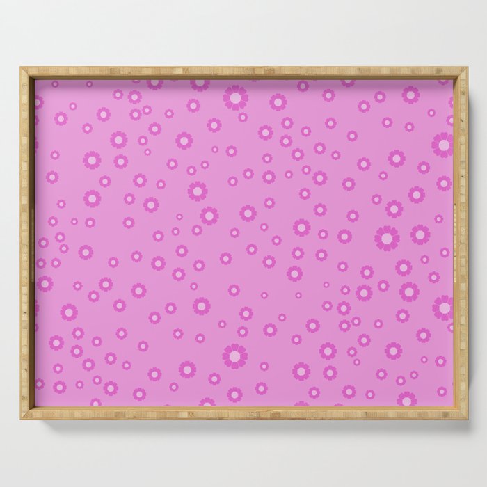 Pink 1970s Inspired Mini Daisies Ditsy Pattern Serving Tray Gallery Image 1